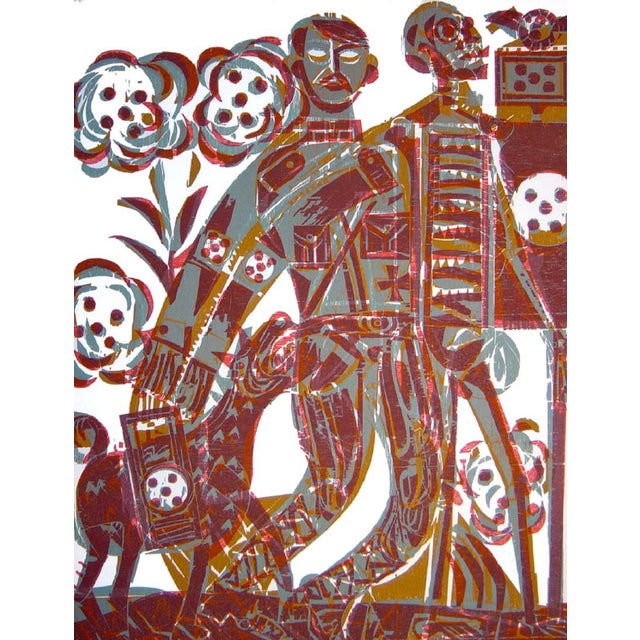 HAP Grieshaber, The Blind, 1966, Color Woodcut For Sale