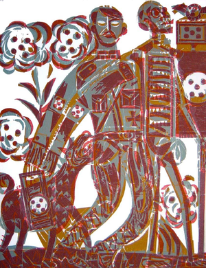 HAP Grieshaber, The Blind, 1966, Color Woodcut