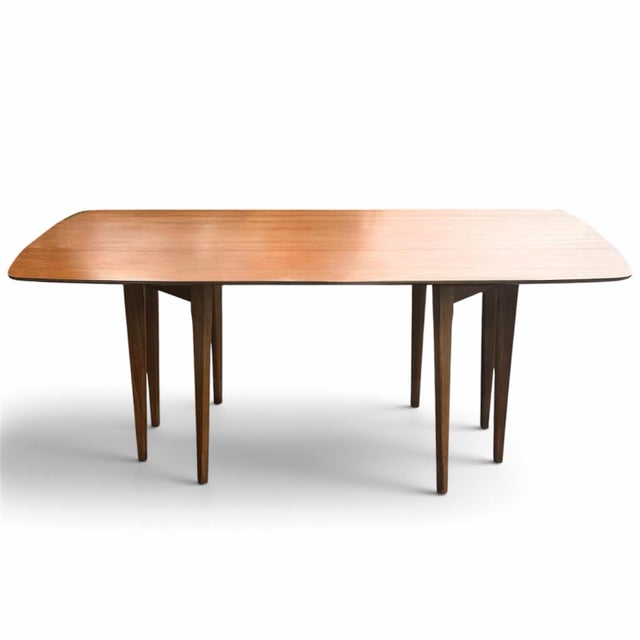 Mid-Century Modern 1957 John Van Koert for Drexel Profile K43 Walnut Drop-Leaf Dining Table For Sale - Image 3 of 12