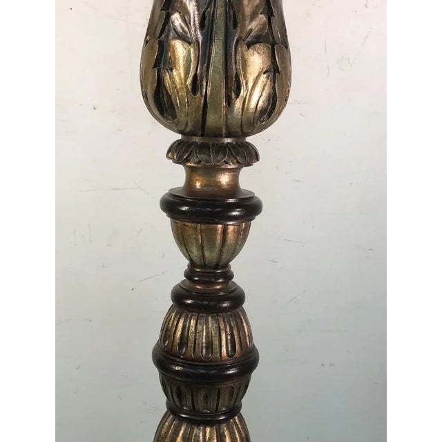 Gold Monumental Ornate Baroque Carved Wood Torchieres - a Pair For Sale - Image 8 of 12