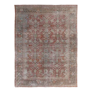 Antique Persian Sultanabad Carpet, Handmade Oriental Rug, Light Blue, Rust, Gray