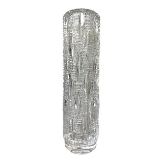 Signed Vladimír Žahour Monumental Hand Cut Czech Crystal Vase, 13.75” For Sale