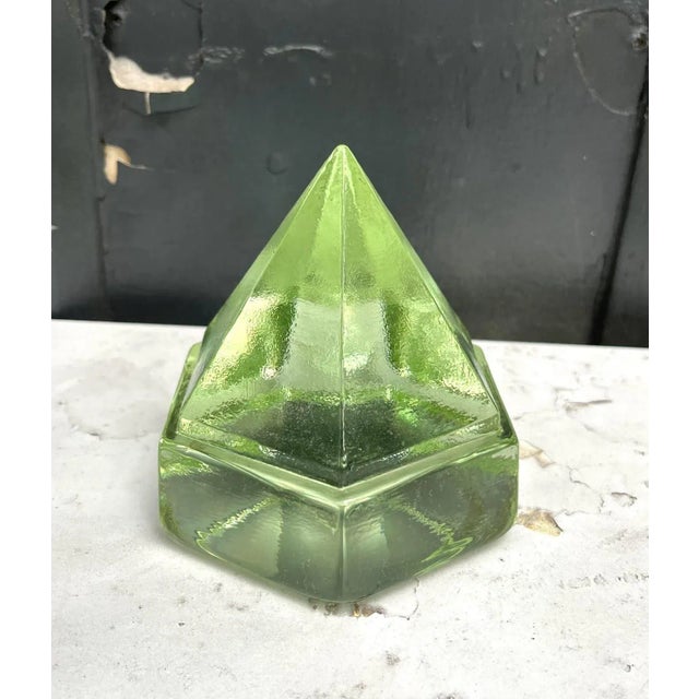 1960s-70s large glass pyramid paper weight. Excellent condition.