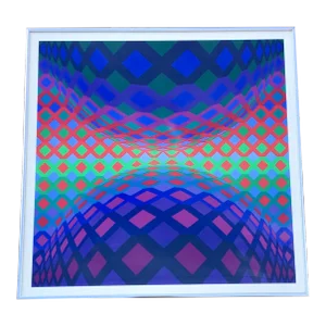 1970s Op Art Original Serigraph "Reech" by Victor Vasarely