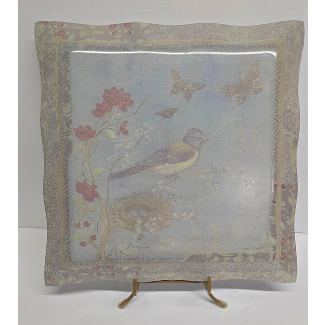 Vintage Butterfly & Bird Cased Glass Tray by Janet Tava For Sale - Image 4 of 7