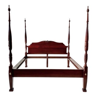 1980s Link Taylor Queen Size Mahogany Rice Bed For Sale