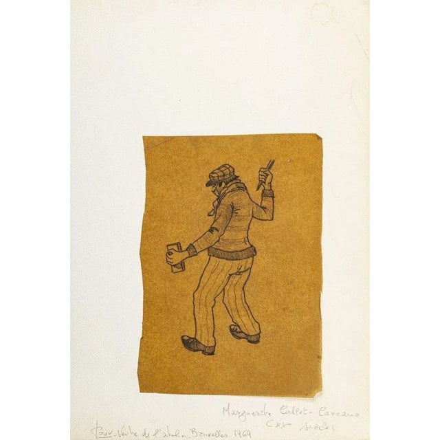 This Standing Worker is a black and white drawing realized in 1969 by Marguerite Callet-Carcano. The artwork is dated 1969...
