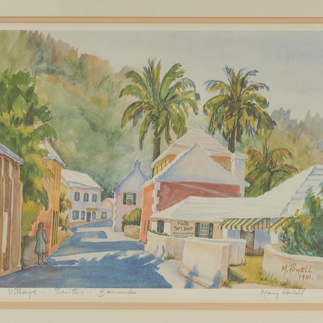 1980s Vintage Lithograph of Bermuda by Mary Powell For Sale - Image 5 of 13