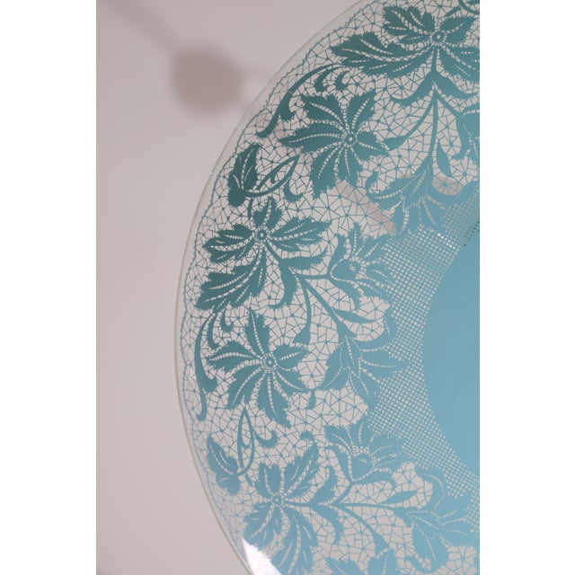 Vintage Italian Floral Glass and Brass Pendant Chandelier, Mid-Century, 2 Lights For Sale - Image 12 of 15