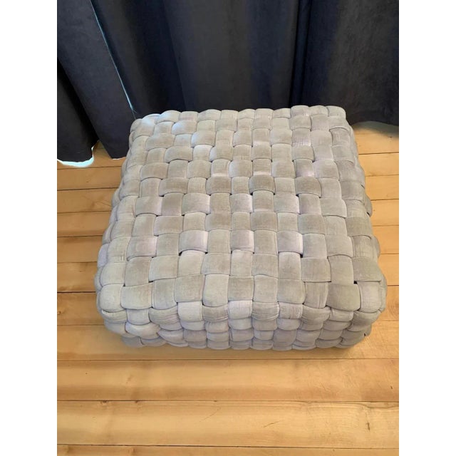 Large, Italian, pouf, ottoman from the 90s. In original and very good condition. Hand made of thick and soft velor. The...