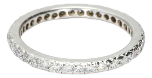 Slim White Gold Eternity Band Ring With Round White Diamonds, Size 6.25