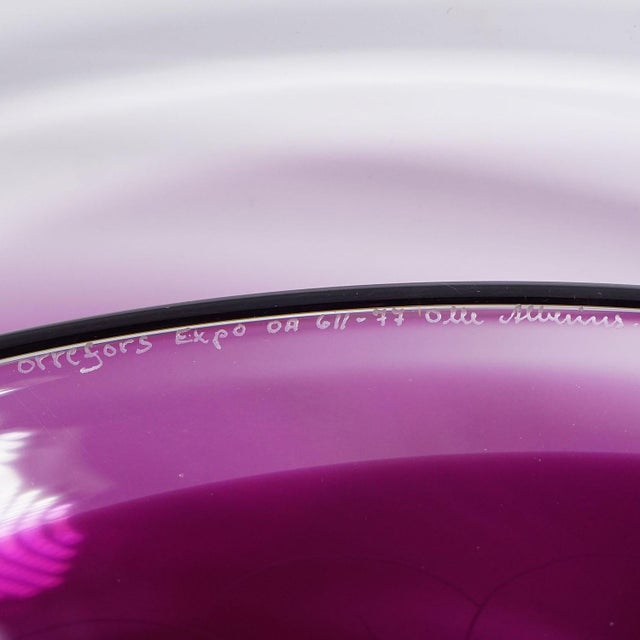 Mid-Century Modern Expo Art Glass Plate by Olle Alberius for Orrefors, Sweden 1977 For Sale - Image 3 of 7