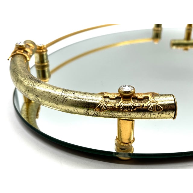 1980s Hollywood Regency 24k Gold-Plated Mirrored Tray from Dimart Milano, Italy, 1980s For Sale - Image 5 of 18
