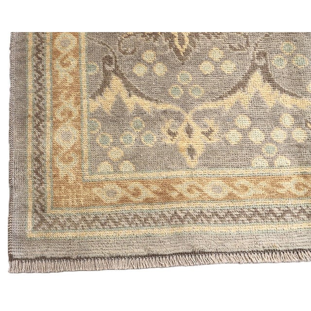 7'0" X 9'9" Hand-Knotted Afghan Oushak Ottoman Rug in Soft Grey & Brown For Sale - Image 9 of 10