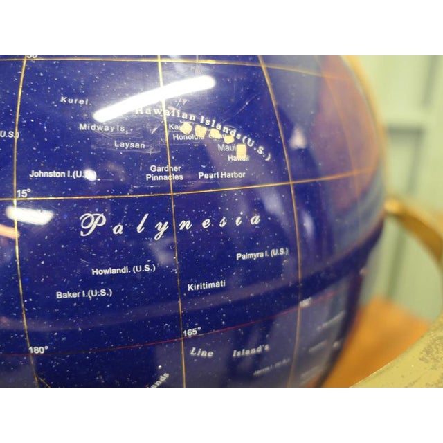 1970s Table Top World Globe in Lapis and Brass, 1970s For Sale - Image 5 of 8