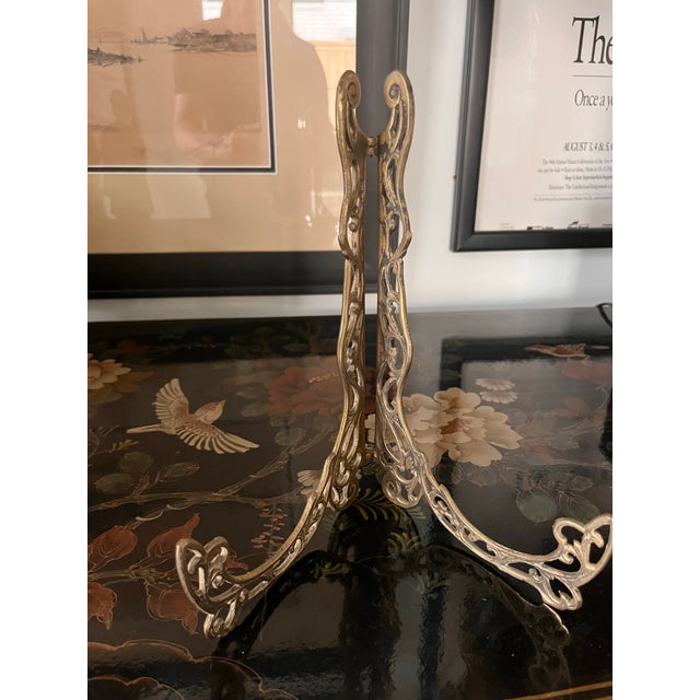 Art Nouveau Mid-20th Century Hollywood Regency Brass Easel Plate/Art Display For Sale - Image 3 of 10