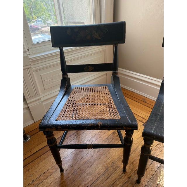 Metal Antique Victorian Hand-Painted Cane Chairs – Pair | Circa 1880s For Sale - Image 7 of 12
