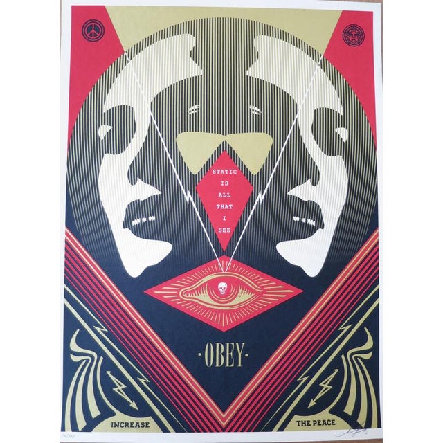 Shepard Fairey (Obey) I See Static Red, 2016 Silkscreen on cream paper Speckletone. Signed by Shepard Fairey. Numbered and...