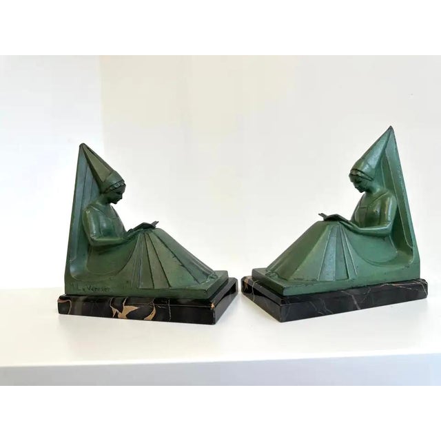 Vintage French Art Deco Bookends by Max Le Verrier, 1930, Set of 2 For Sale - Image 9 of 15
