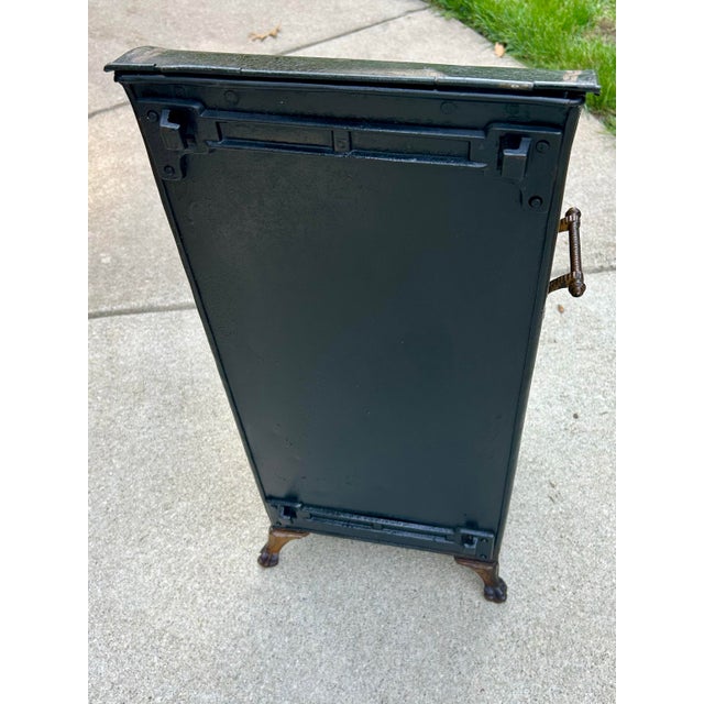 Metal Antique, Fireplace Coal Scuttle and Bucket Insert, 1880’s—1920’s, Victorian/Edwardian Decor, Tole Painted, Brass Decorative Feet and Spiraled Handles For Sale - Image 7 of 12