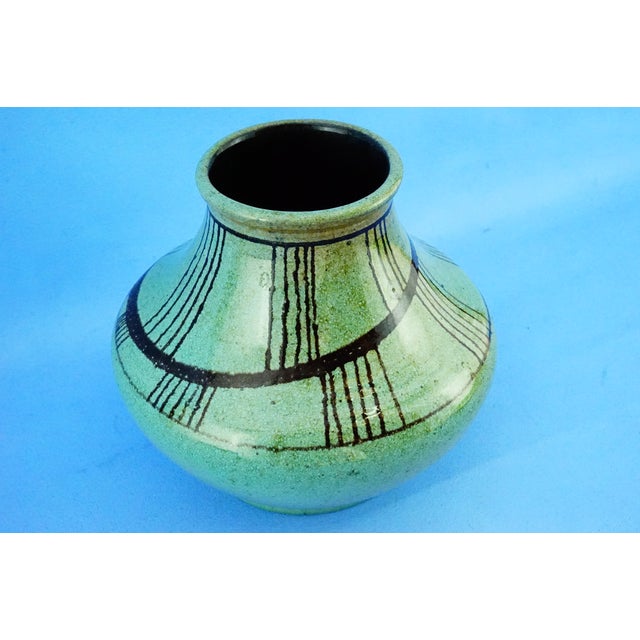 Green Mid-Century Ceramic Vase attributed to Alessio Tasca for Istituto Statale d'Arte, Venice, Italy, 1950s For Sale - Image 8 of 18