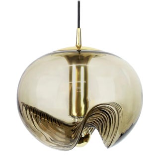Large German Smoked Glass Pendant Light by Peill & Putzler, 1970s For Sale