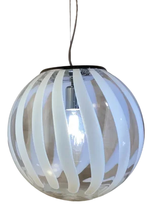 Transparent White Sphere Pendant in Murano Glass from Simoeng