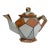 1920s Art Deco Teapot With Geometric Orange and White Pattern and Gold Luster Accents For Sale