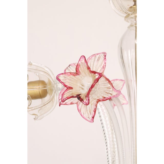 Vintage Murano Style Crystal J Arms Chandelier With Gold & Rose Inflections For Sale In New York - Image 6 of 14