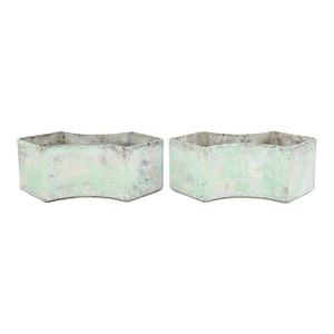 MCM Convex Planters With Green Patina