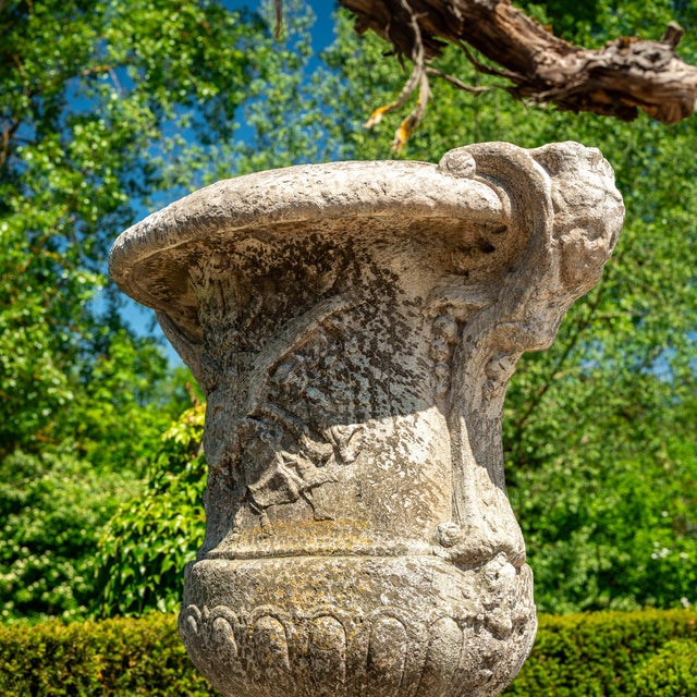 Gray Large Garden Krater Vase in Cast Stone, 1990s For Sale - Image 8 of 13
