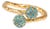 Radiant Duo Turquoise Gold Adjustable Ring, Size 8 For Sale