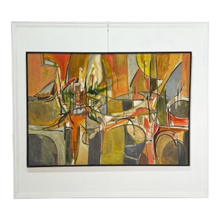 Mid Century Abstract Expressionist Oil on Canvas For Sale