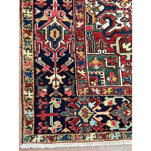 Antique Persian Heriz Hand Knotted Wool Rug 8’2” X 11’8” For Sale In Washington DC - Image 6 of 7