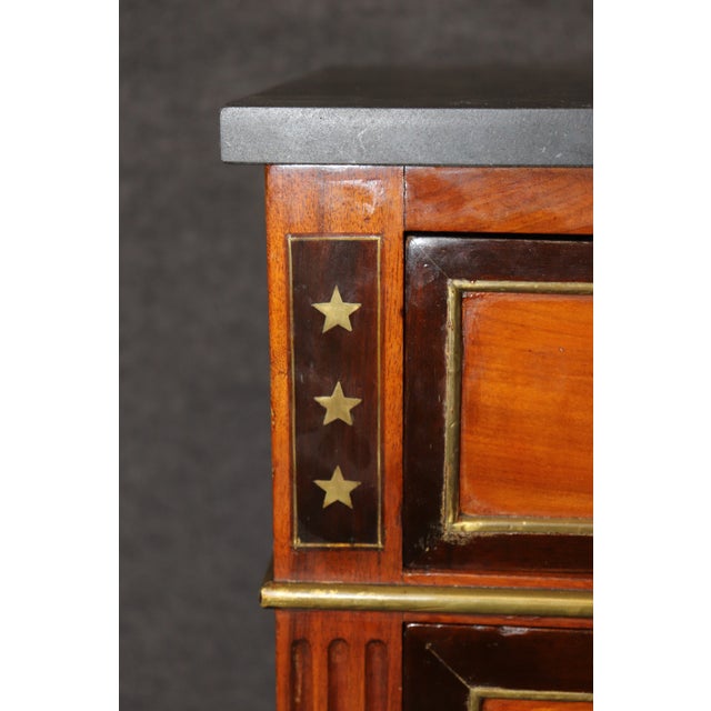 19th C French Directoire Brass Mounted Louis XVI Slate Top Commode For Sale - Image 13 of 13