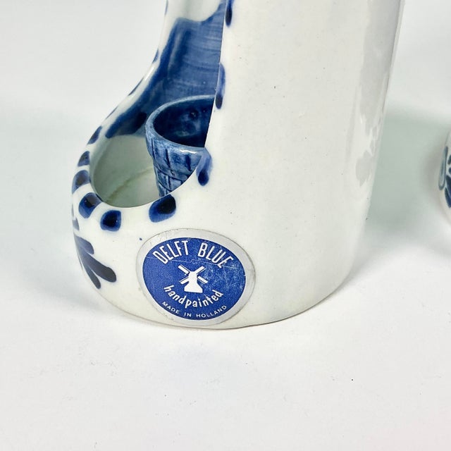 1950s Vintage Holland Delft Boho Chic Handpainted Candleholder Wall Sconces - A Pair. For Sale - Image 12 of 15