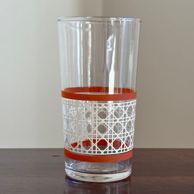 Small Mid-20th Century Woven Cane Pattern Tumblers — Set of 8 For Sale - Image 17 of 17