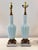 Metal Mid 20th Century Pale blue Murano glass table lamps with gold metal and marble bases - a Pair For Sale - Image 7 of 13