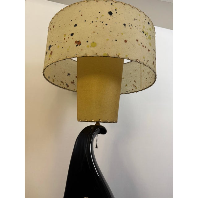 Vintage Royal Haeger Mid Century Modern Ceramic Lamp W/ Original Double-Tier Fiberglass Shade For Sale In Pittsburgh - Image 6 of 12