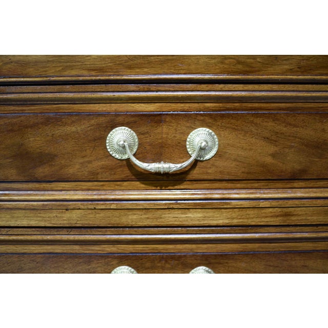 Mid Century French Regency Burled Walnut 9-Drawer Highboy With Brass Hardware by Karges Indiana For Sale - Image 10 of 16