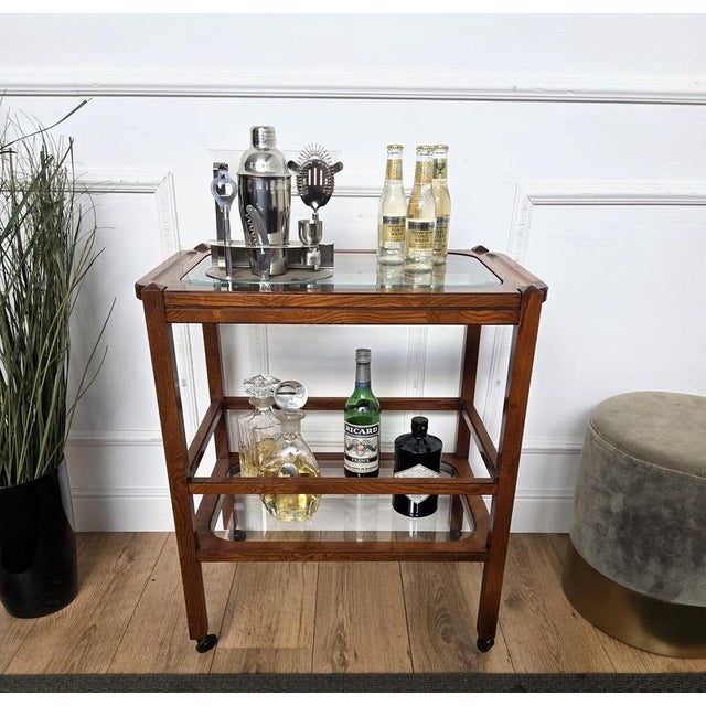 Mid-Century Art Deco Italian Liquor Cart, 1950s For Sale - Image 3 of 10