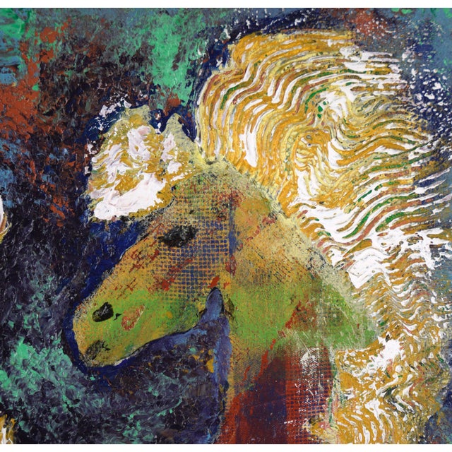 "Carousel" Abstracted Horses With Texture in Acrylic on Canvas by Marion J Denton For Sale - Image 4 of 10