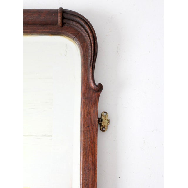 Wood Antique Art Nouveau Beveled Glass Wall Mirror For Sale - Image 7 of 17