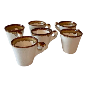 Set of 6 Vintage Pfaltzgraff Drip Glaze Coffee Mugs