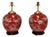 Hand-Painted Chinoiserie Red Porcelain Table Lamps - Pair For Sale