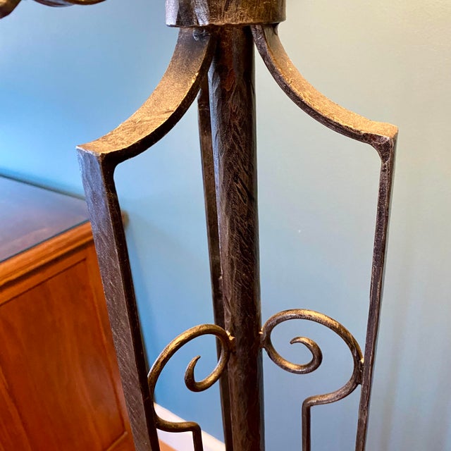 Black Early 20th Century Tall French Style Art Deco Cast Iron Floor Lamp For Sale - Image 8 of 17