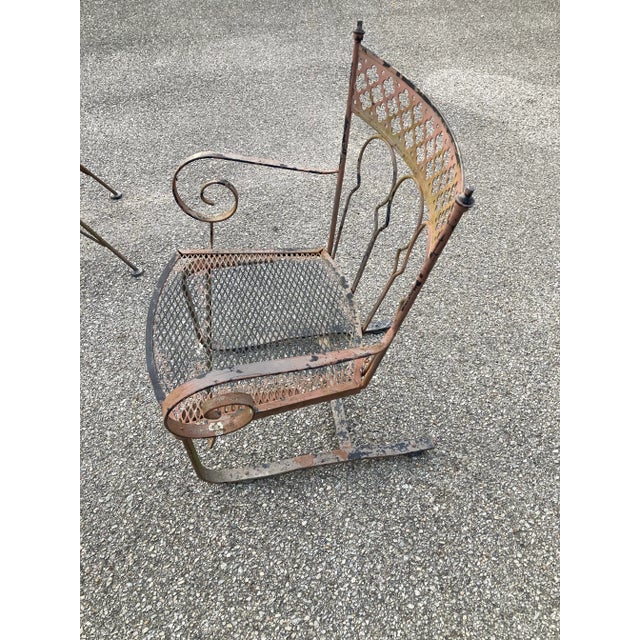 Salterini Vintage Wrought Iron Patio Chairs in the Style of Salterini Taj Mahal - Set of 2 For Sale - Image 4 of 8