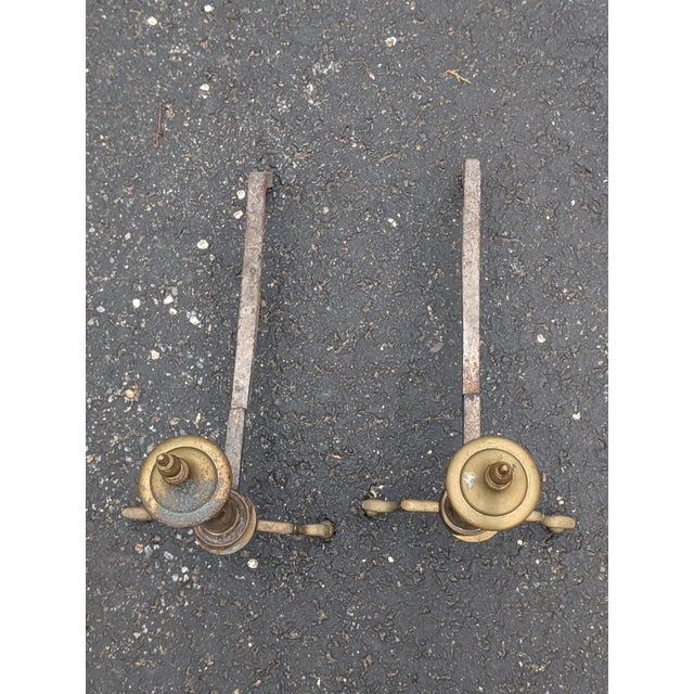 Elevate your hearth with this striking pair of 1950s andirons, masterfully blending Mid-Century durability with elegant...