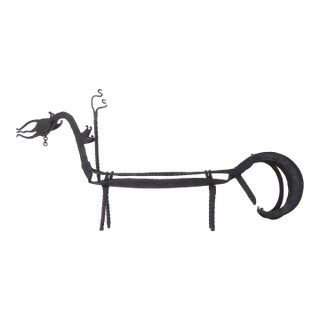 Antique Indonesian Folk Art Forged Iron Dragon Dish For Sale