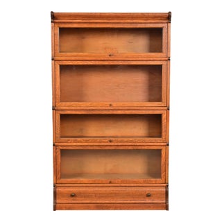 Globe Wernicke Antique Arts & Crafts Oak Four-Stack Barrister Bookcase, Circa 1920s For Sale